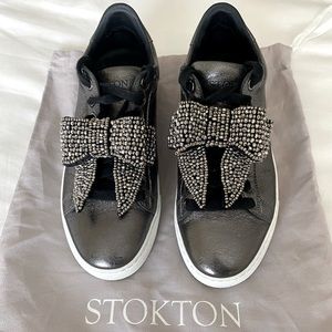 Stokton Italian Leather Metallic Silver Sneakers